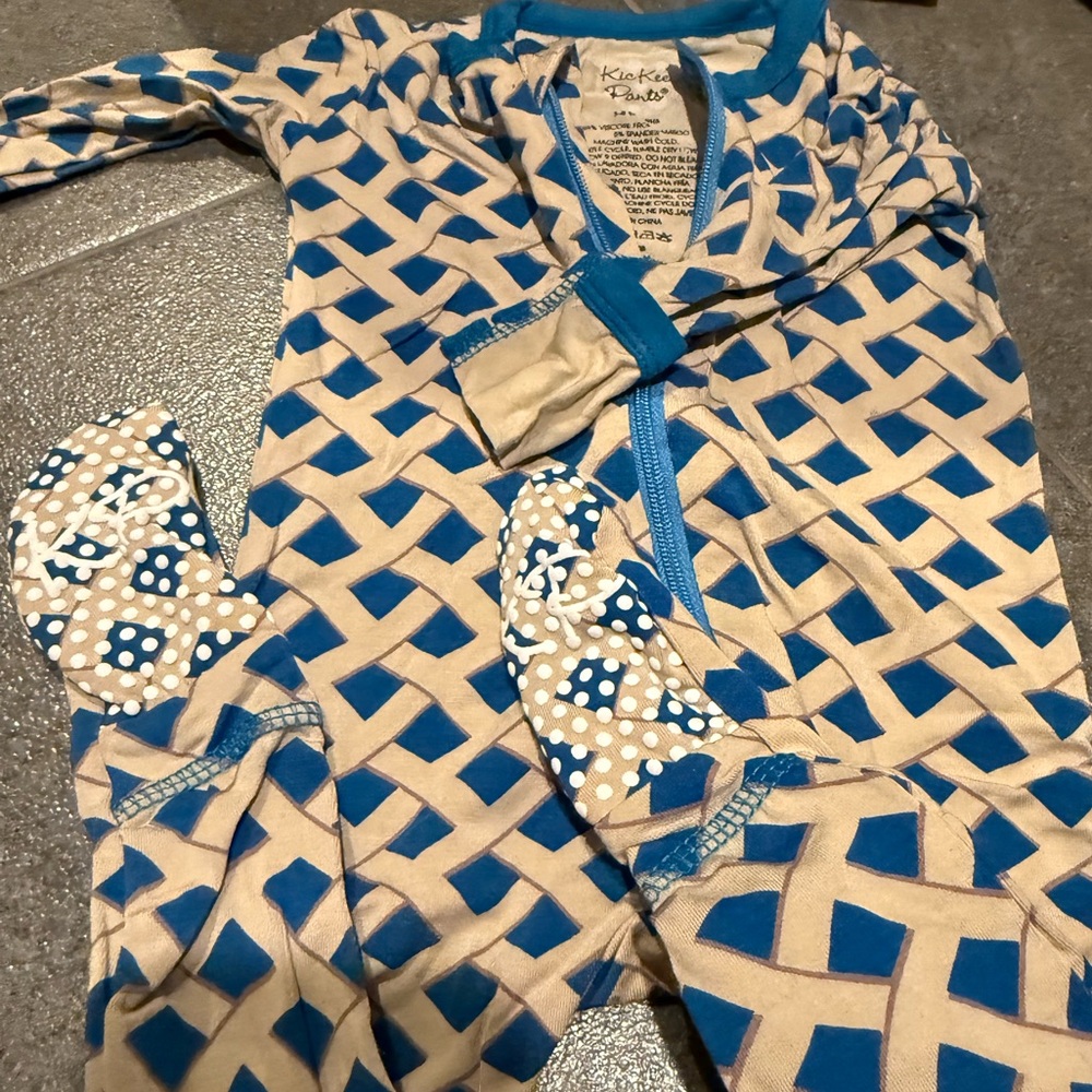 Kickee Pants Footies With Zipper Blueberry Pie Print